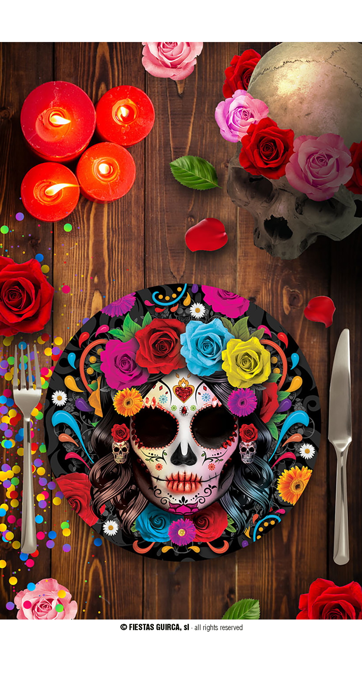Halloween Catrina Plates 23cm - 6pk
