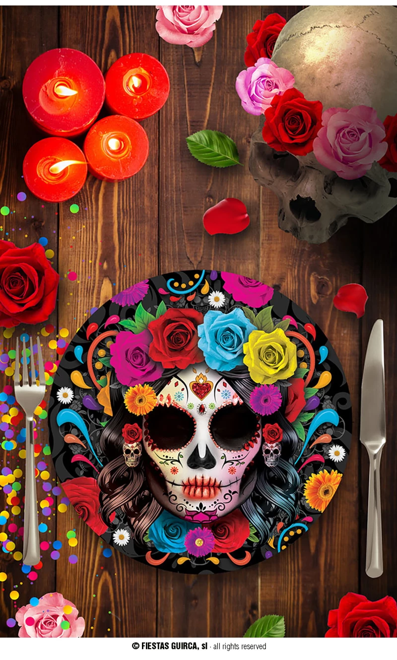 Halloween Catrina Plates 23cm - 6pk