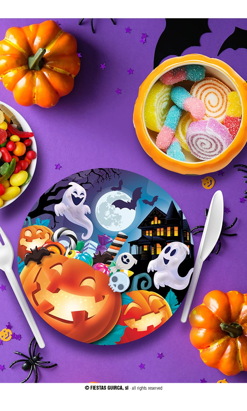 Halloween Pumpkin Plates 23cm - 6pk