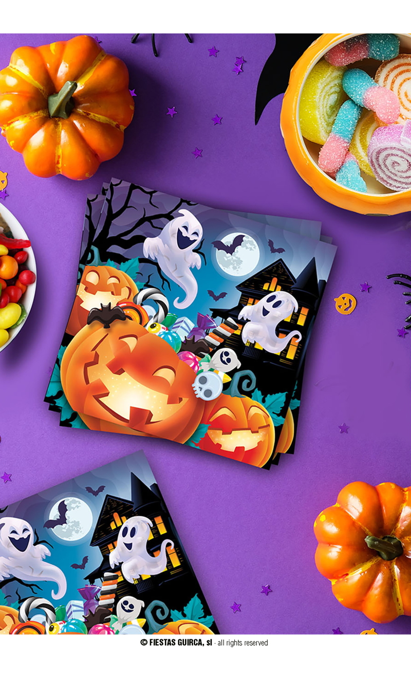 Halloween Pumpkin Napkins 33x33cm - 12pk