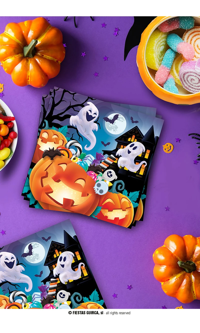 Halloween Pumpkin Napkins 33x33cm - 12pk