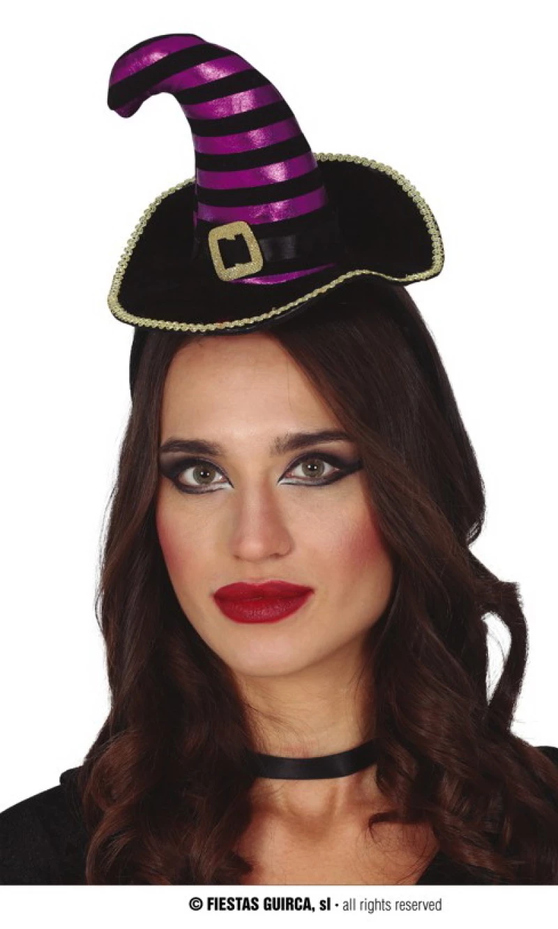 Black & Lilac Mini Witch Hat Headband