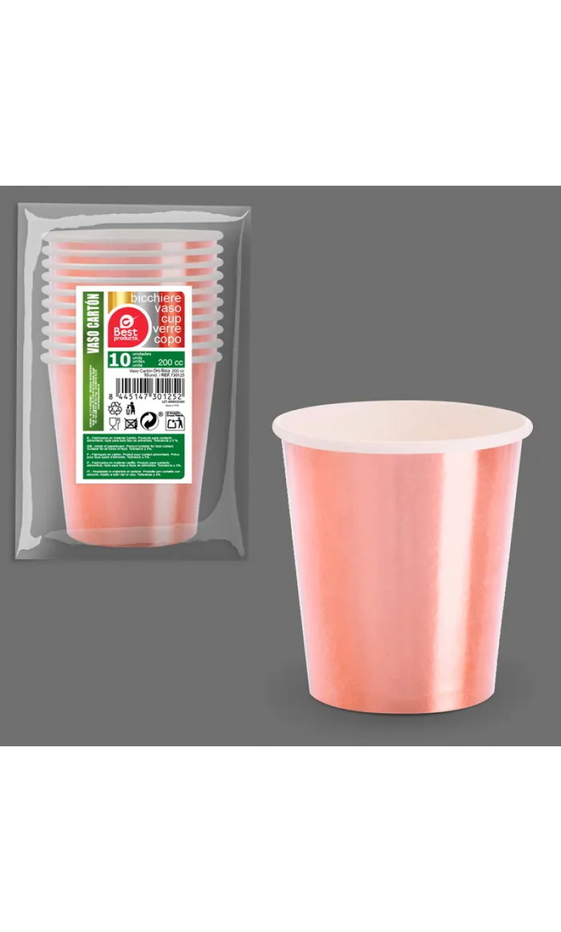 Rose Gold Paper Cups 200ml - 10pk
