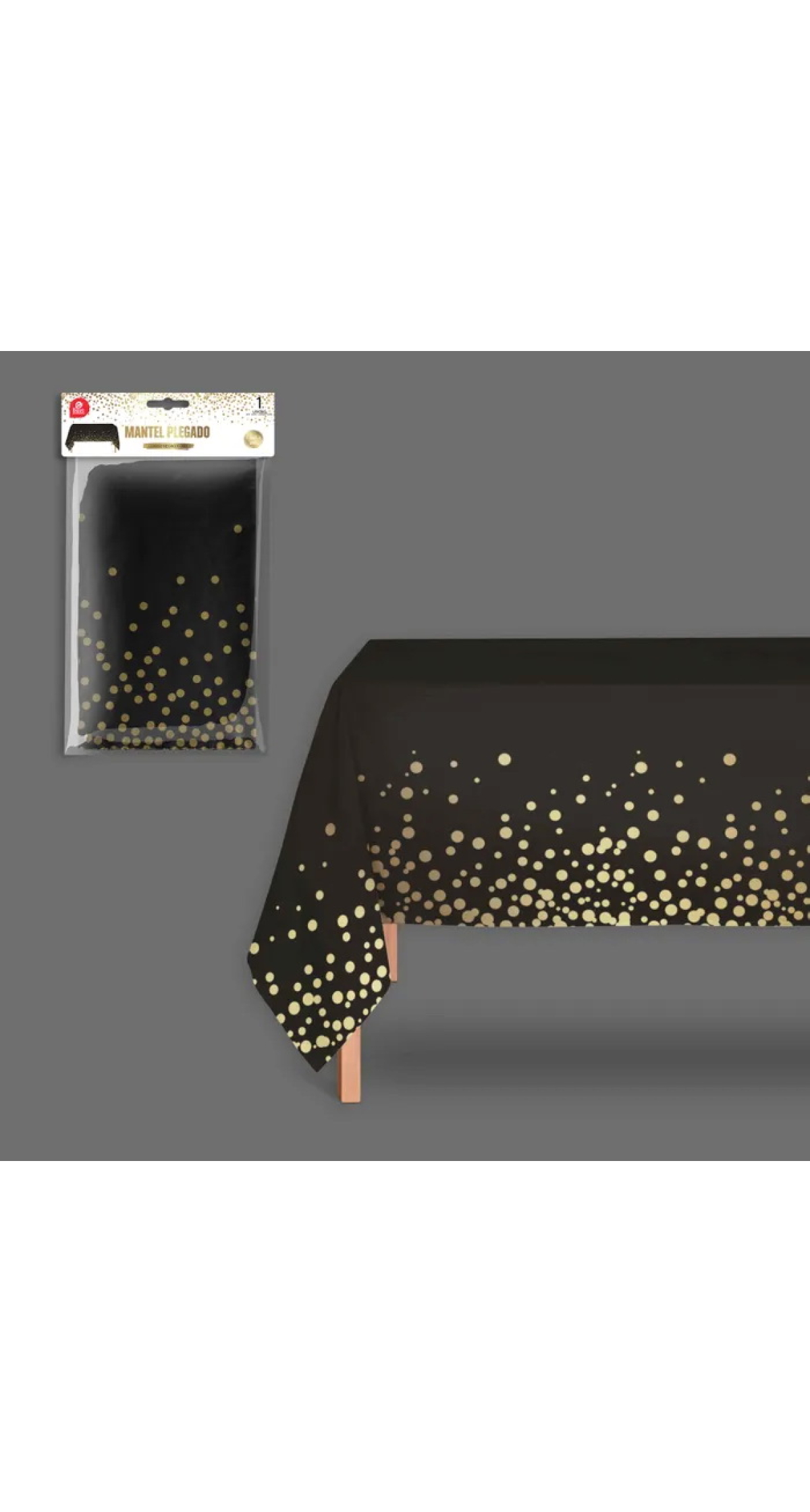 Black With Gold Dots Plastic Table Cover 180x120cm