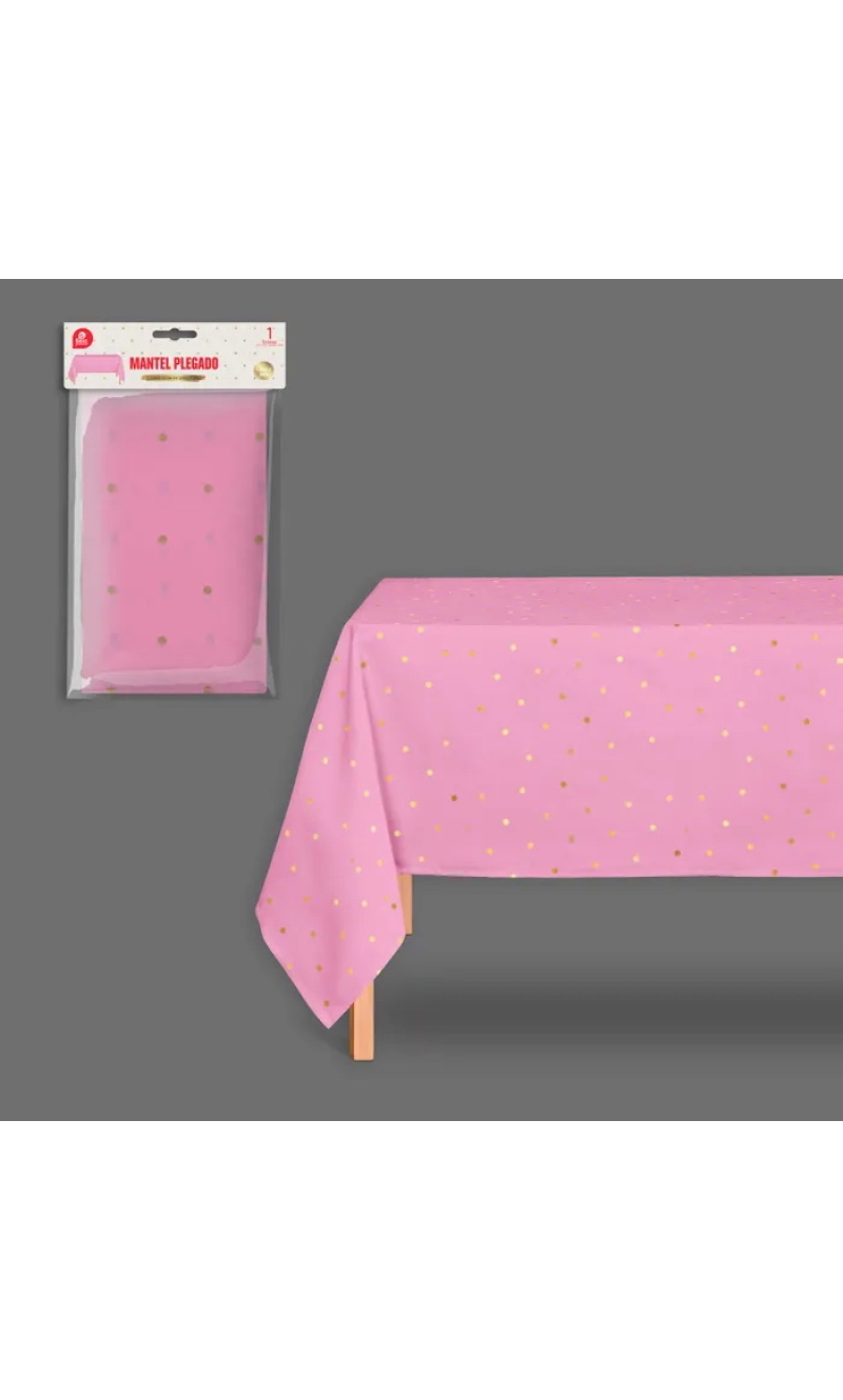 Pink With Gold Dots Plastic Table Cover 180x120cm