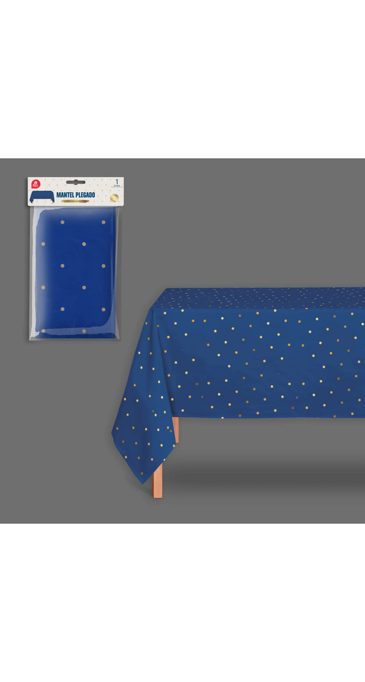 Blue With Gold Dots Plastic Table Cover 180x120cm