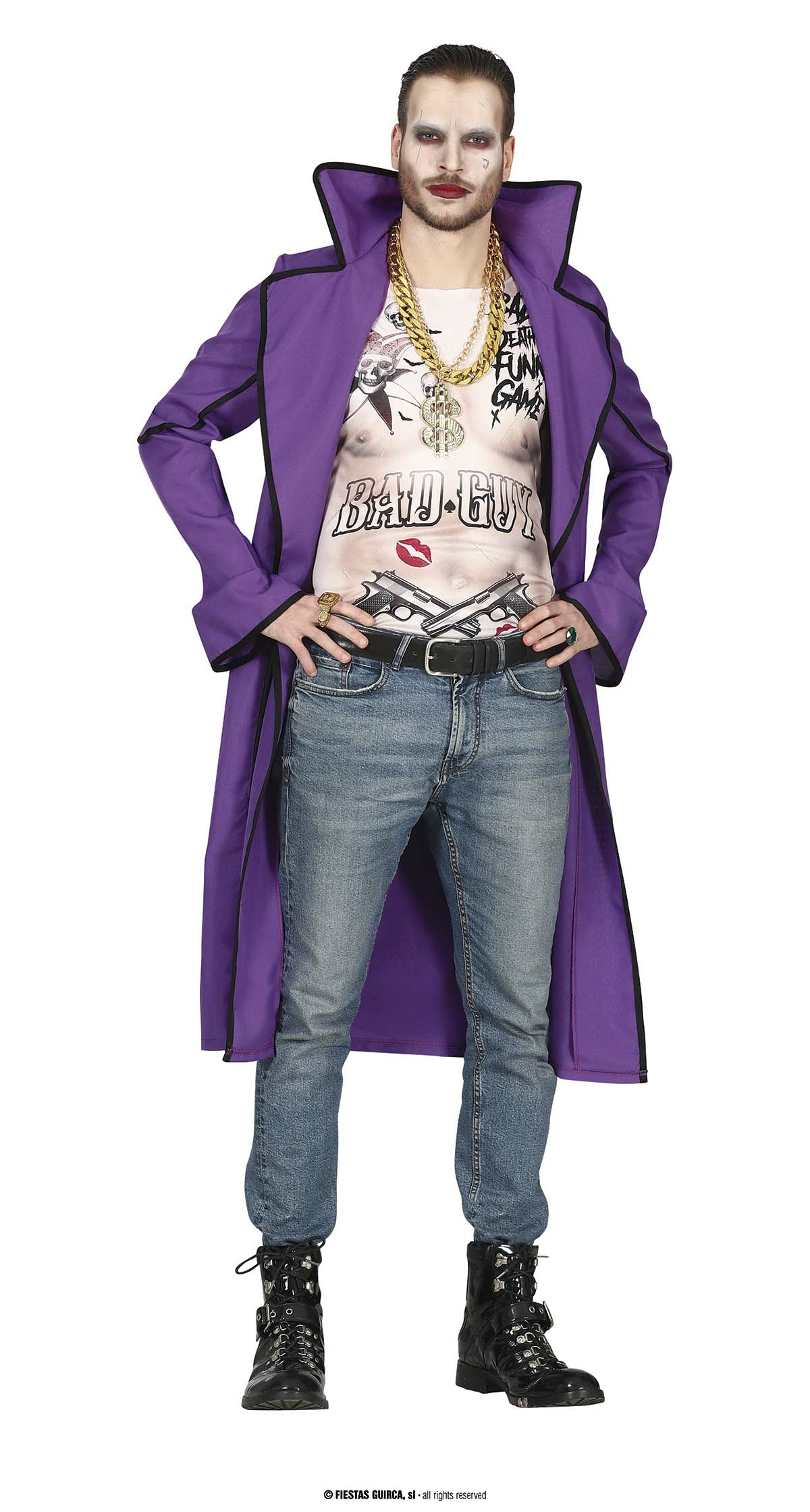 Crazy Joker Villain Costume - Adult Size Large (52-54)