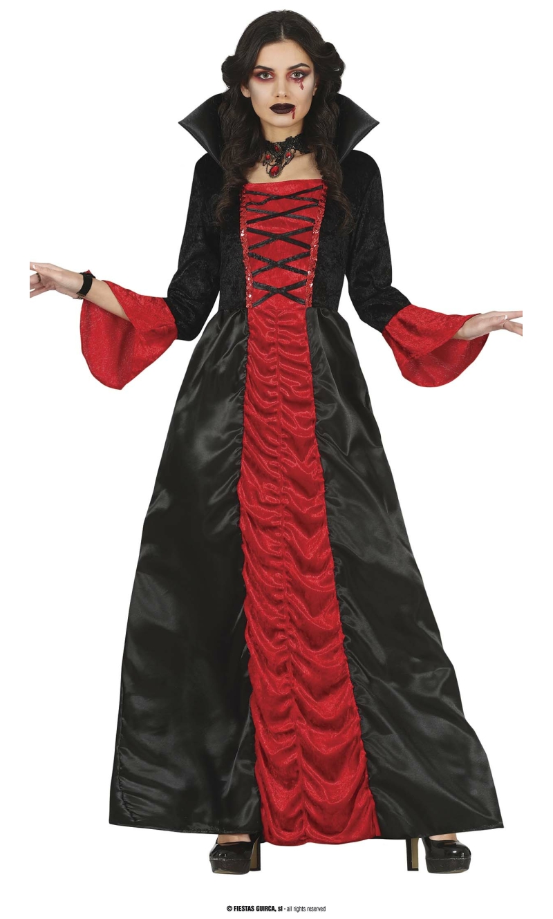 Vampiress Red & Black Vampire Costume - Adult Size Medium (38-40)
