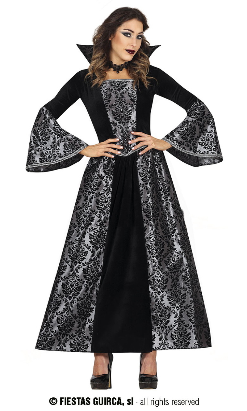 Royal Silver Vampire Lady Costume - Adult Size Medium (38-40)