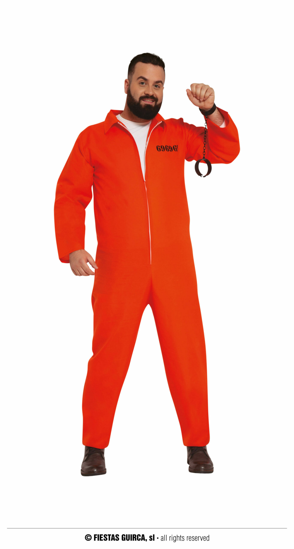 Orange Convict Prisoner Man Costume - Adult Size XL