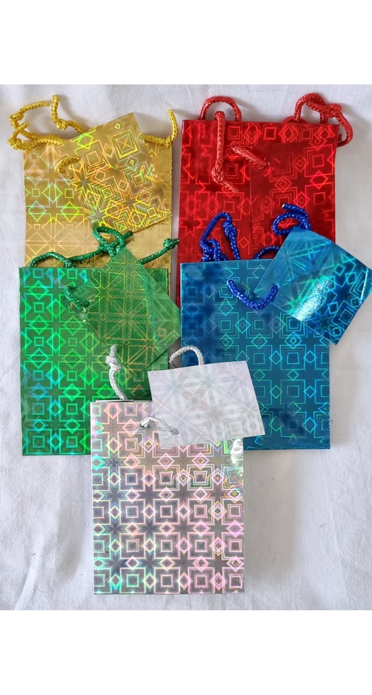 Holographic Paper Gift Bags Assorted Colors - 14x11cm
