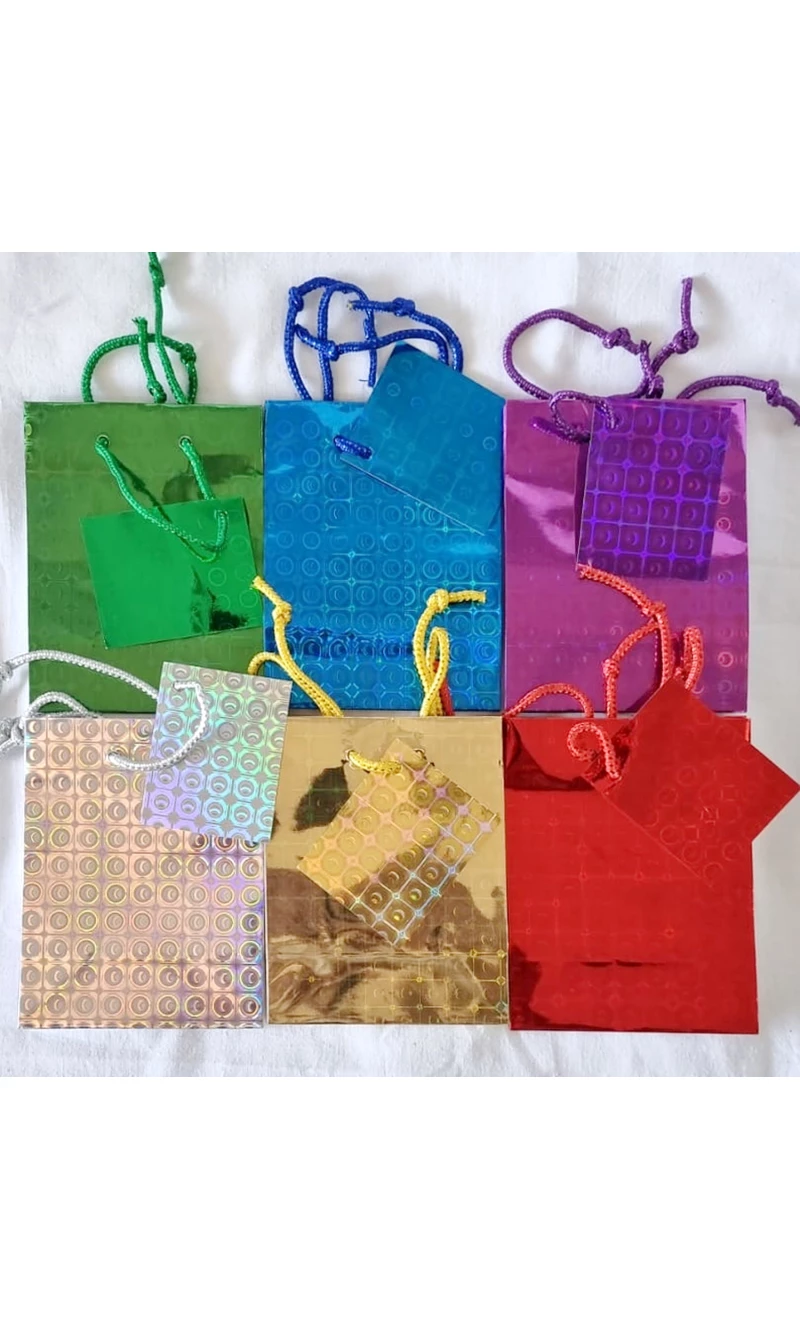 Holographic Paper Gift Bags Assorted Colors – 14x11cm