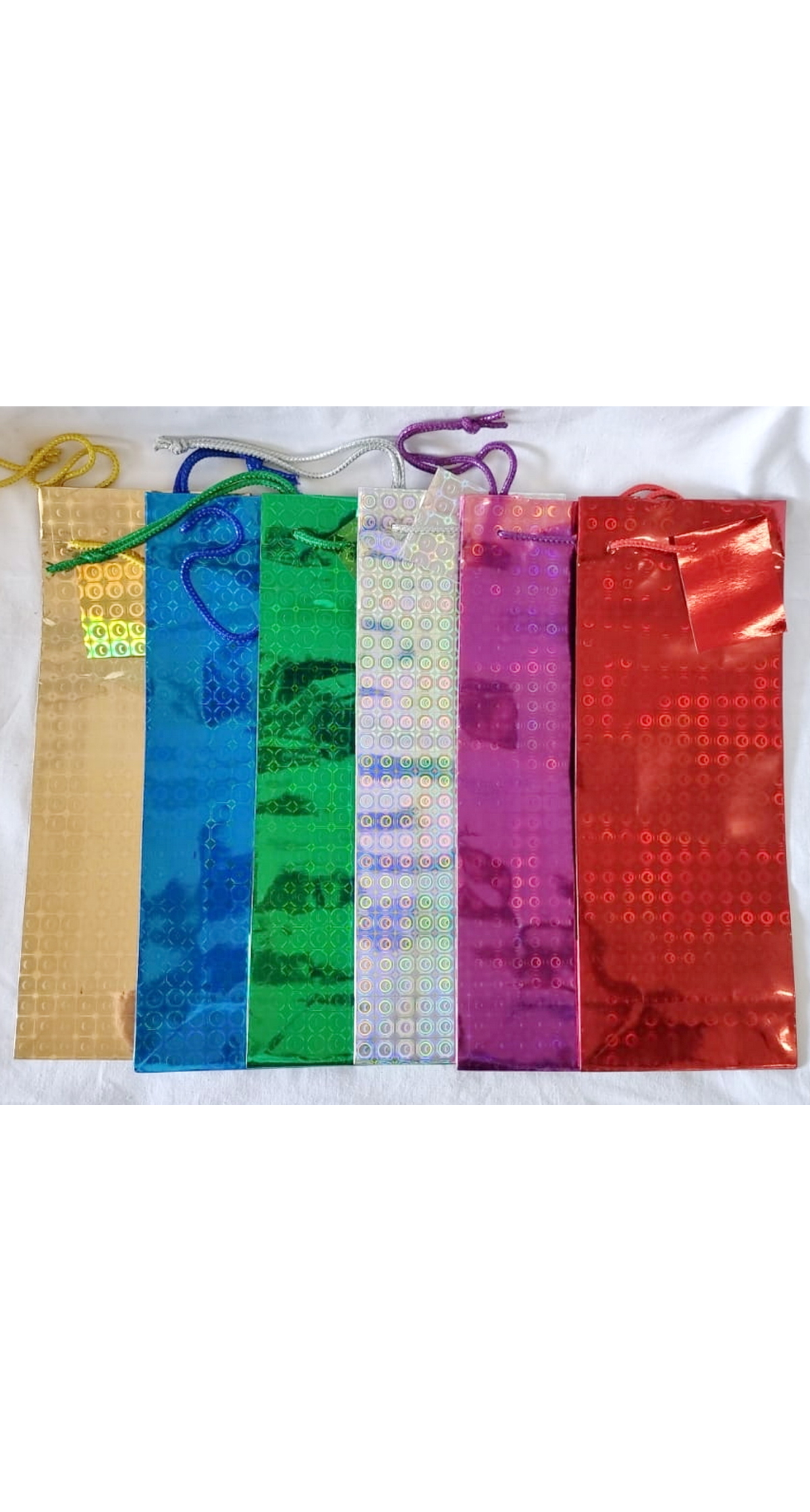 Holographic Paper Wine Gift Bags Assorted Colors - 36x13.5cm