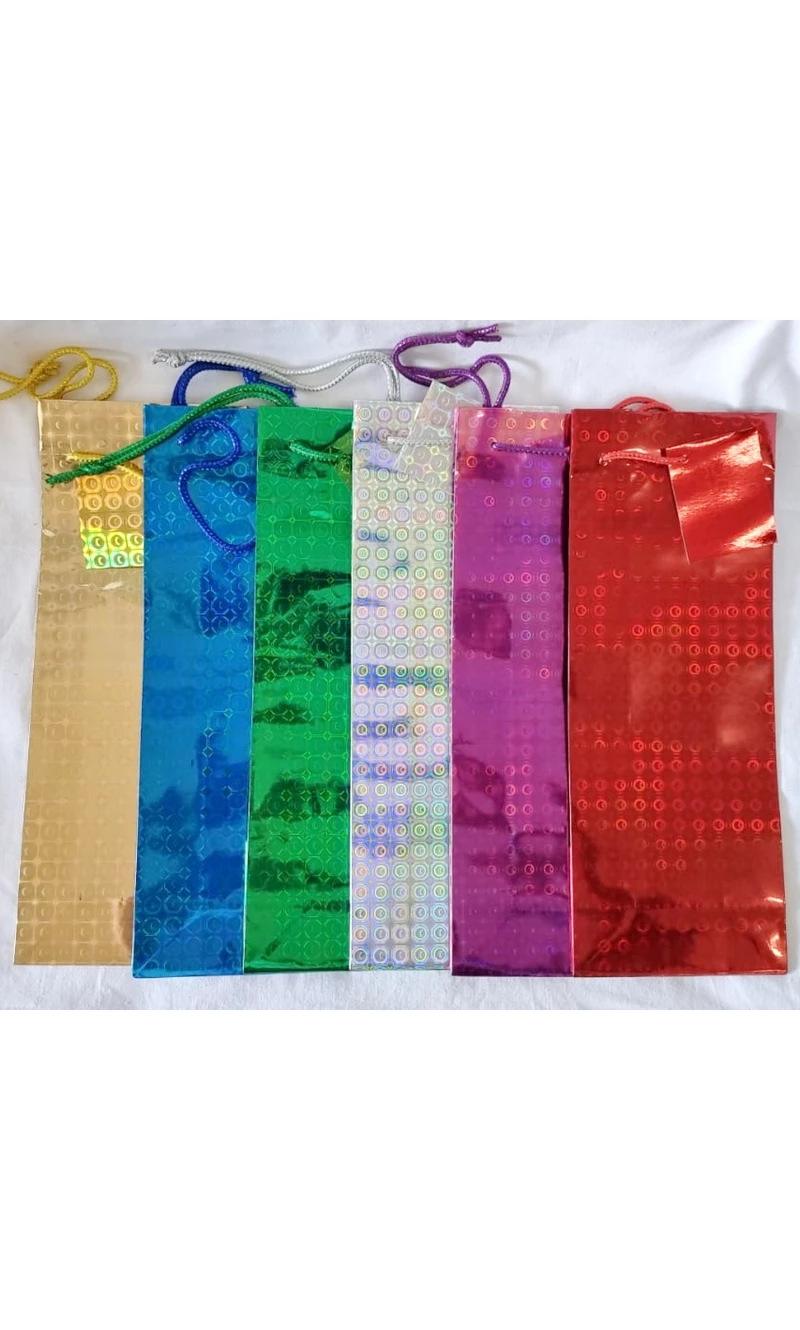 Holographic Paper Wine Gift Bags Assorted Colors - 36x13.5cm