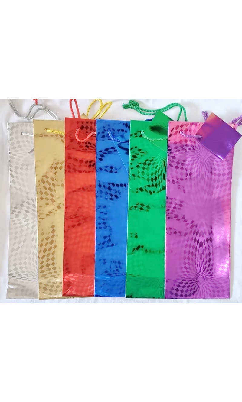 Holographic Paper Wine Gift Bags Assorted Colors – 36x13.5cm