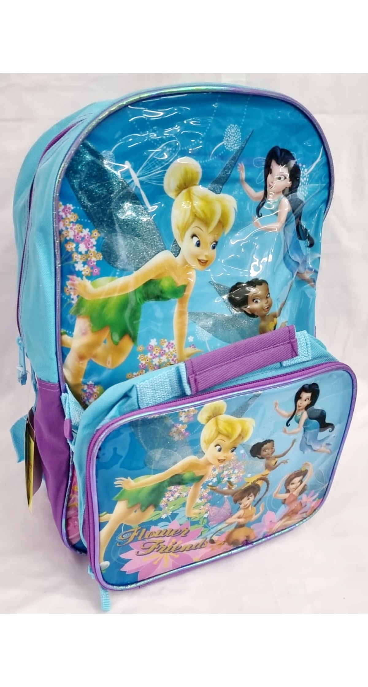 Disney Tinker Bell Backpack 41x31cm With Detachable Lunch Bag - 26x22cm