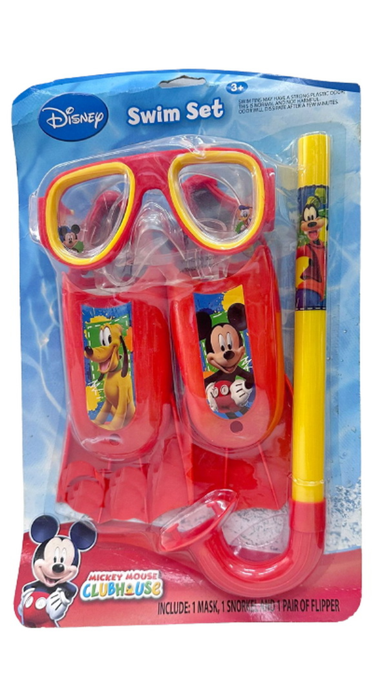 Disney Mickey Mouse Swim Fins Snorkel Mask Case Pack 3pcs - For Age 3+ Years