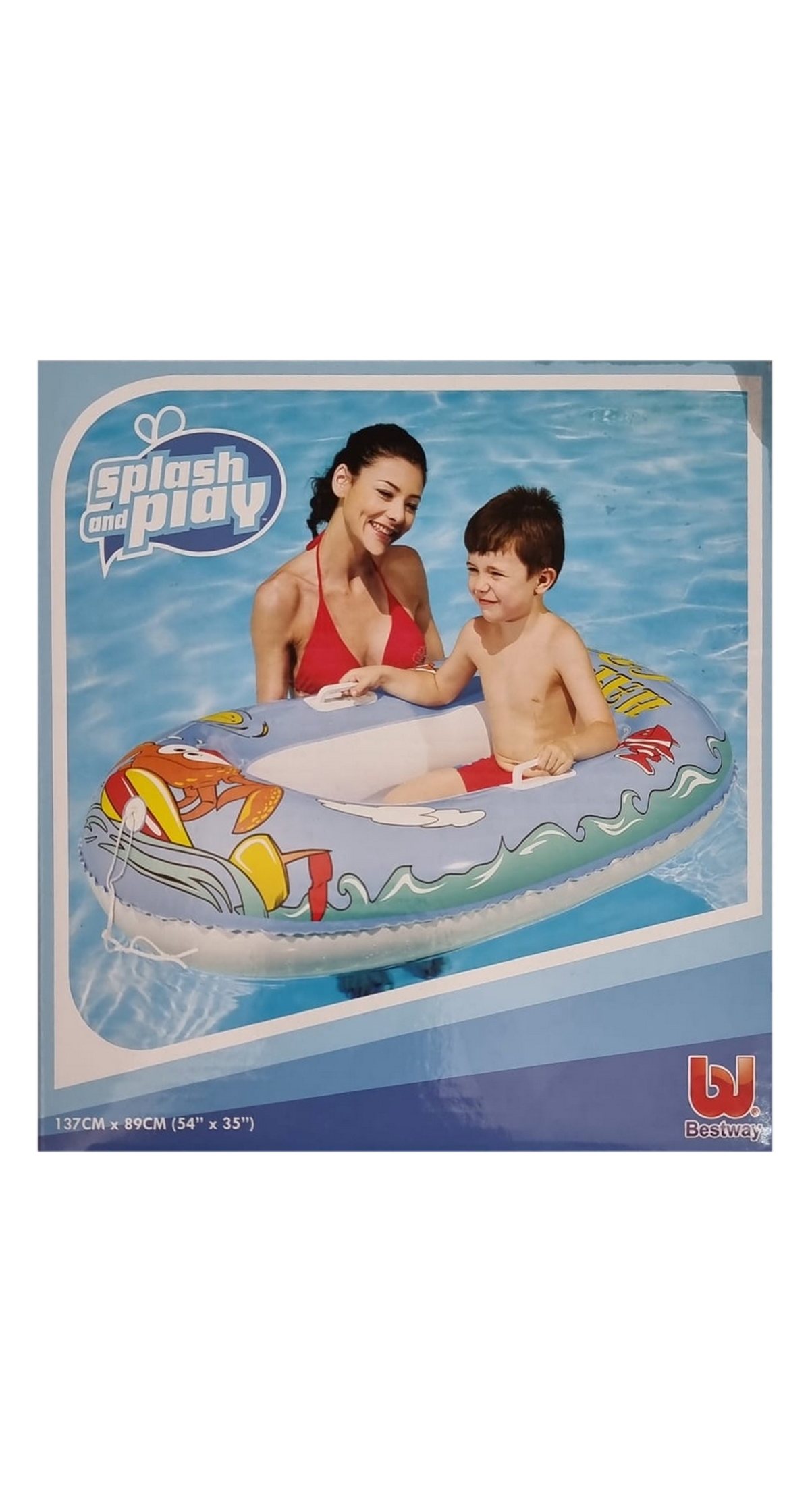 Splash & Play Inflatable Boat 137x89cm - For Age 3 to 10 Years