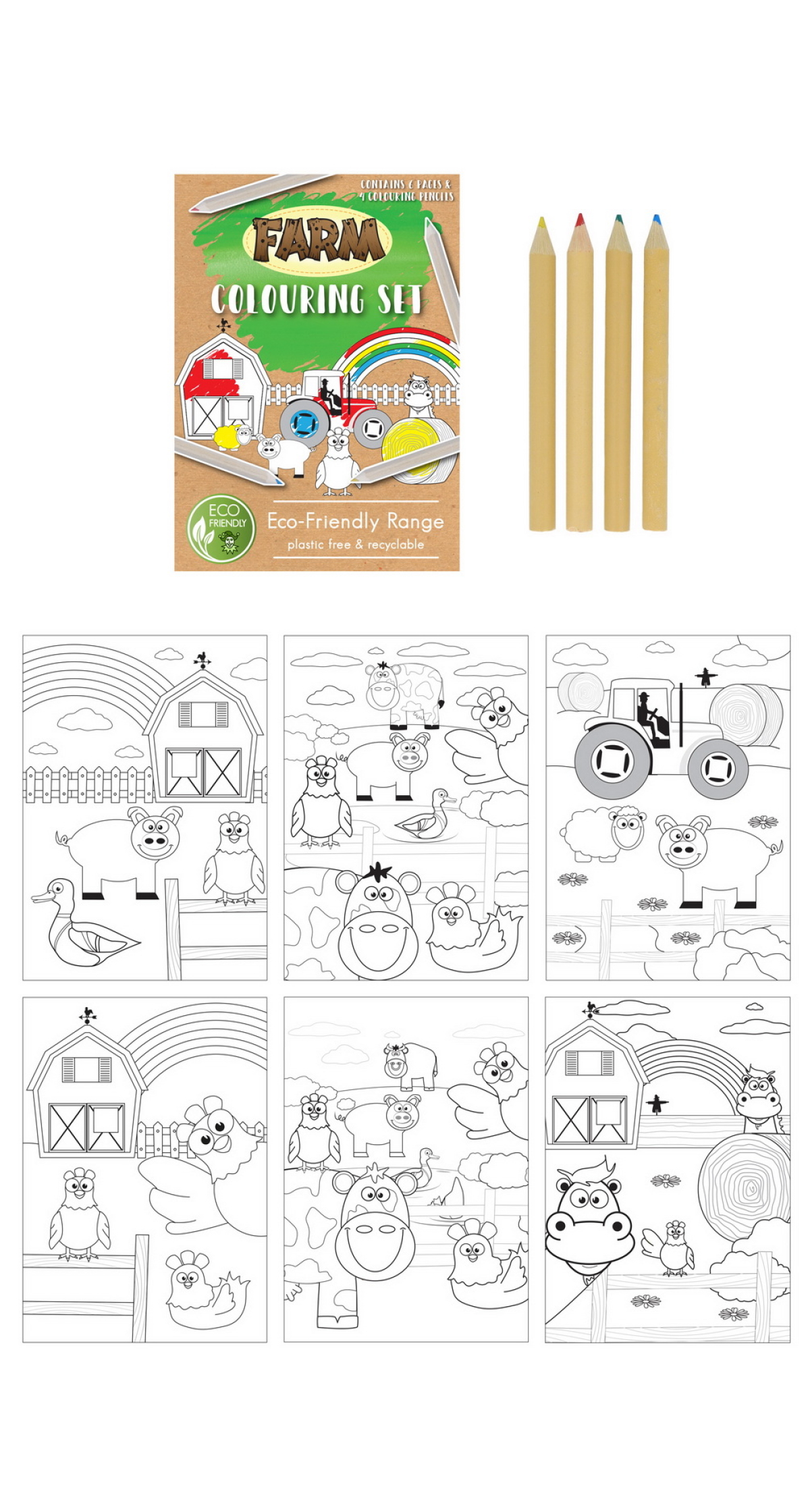 Mini Party Favor Colouring Set Farm (14cm x 10cm)