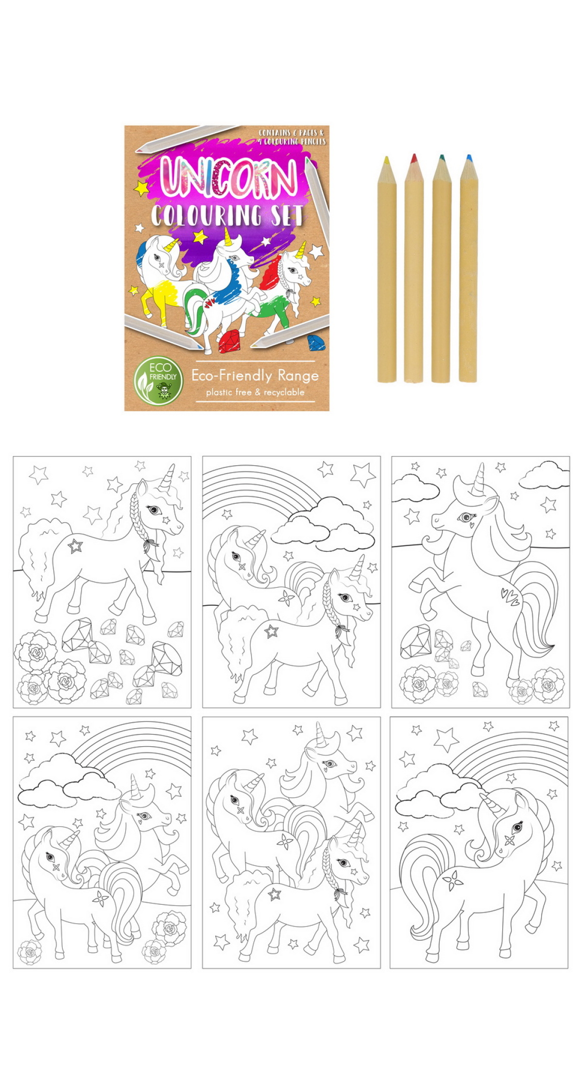 Mini Party Favor Colouring Set Unicorn (14cm x 10cm)