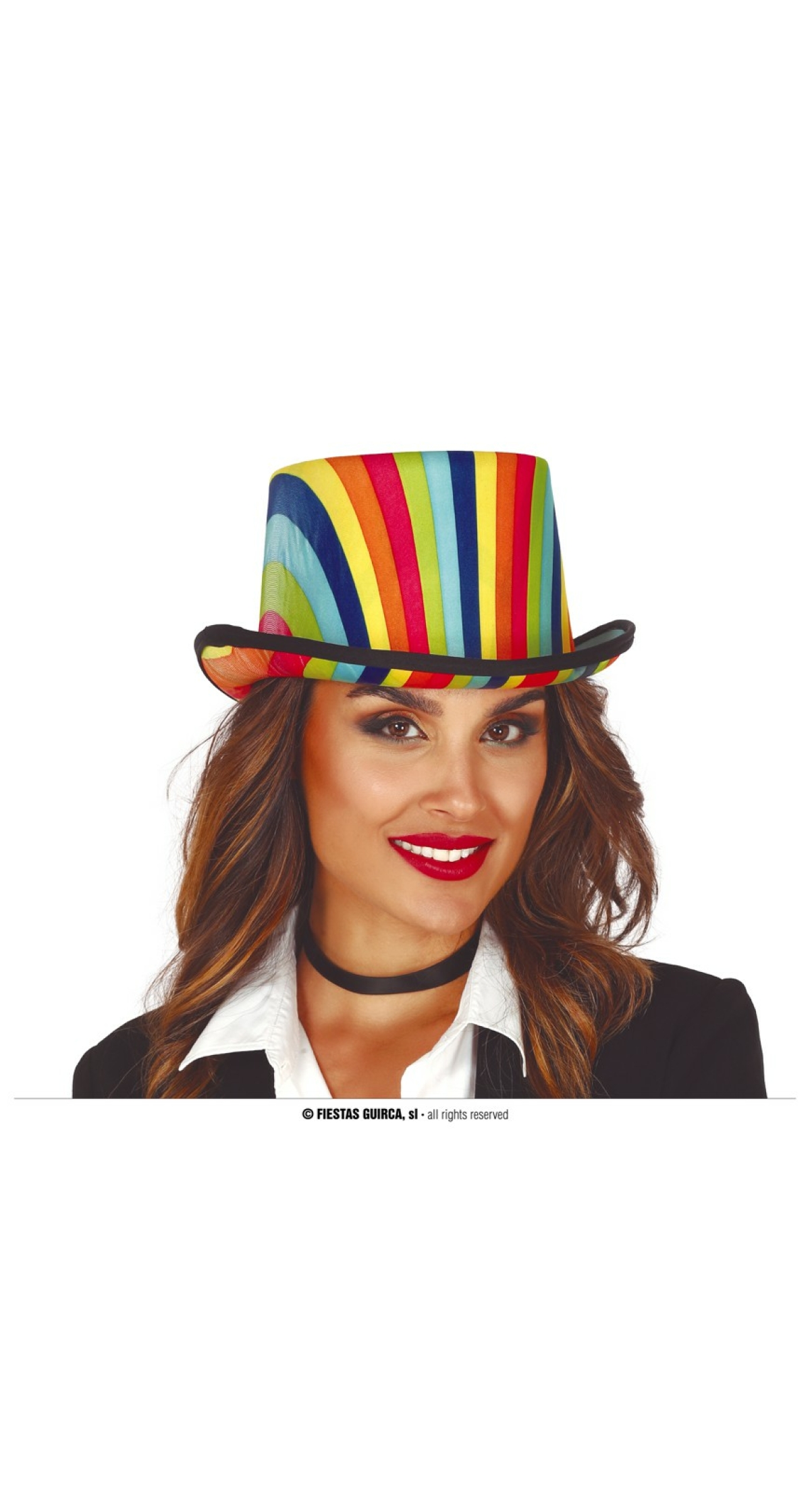 Multicolour Rainbow Top Hat - Adult One Size