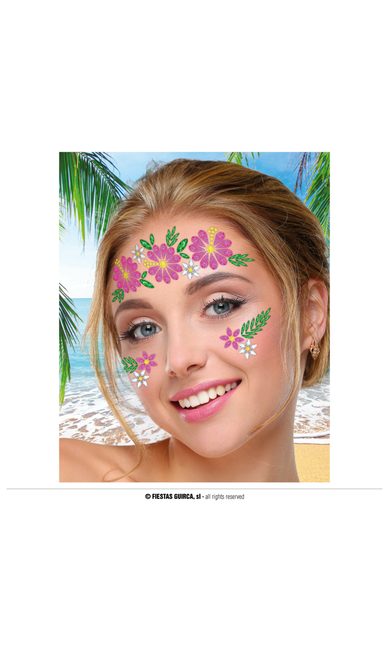 Adhesive Flowers Face Jewelry Set