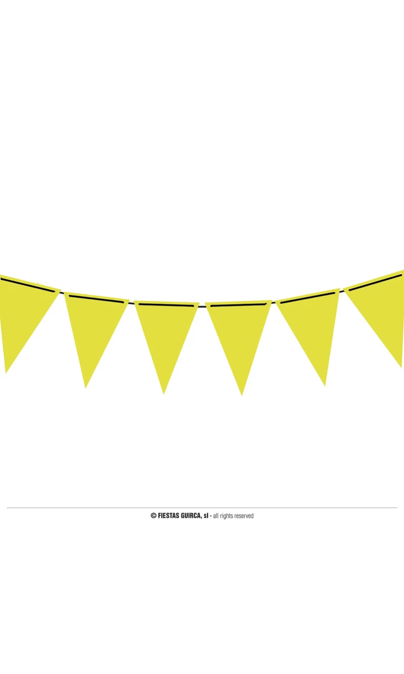 Neon Yellow Pennant Paper Banner (19x27cm)  - 300cm  