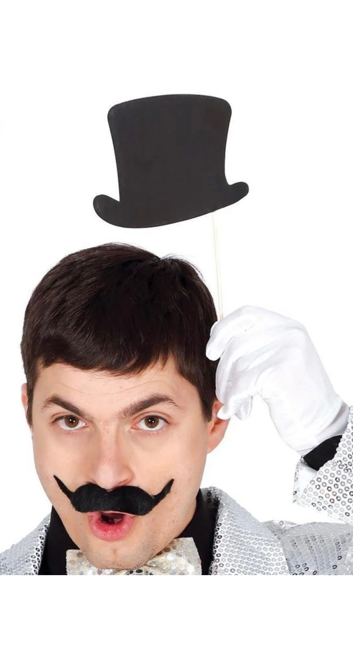 Photo Booth Prop Top Hats With Stick 11cmx13.5cm - 6pk