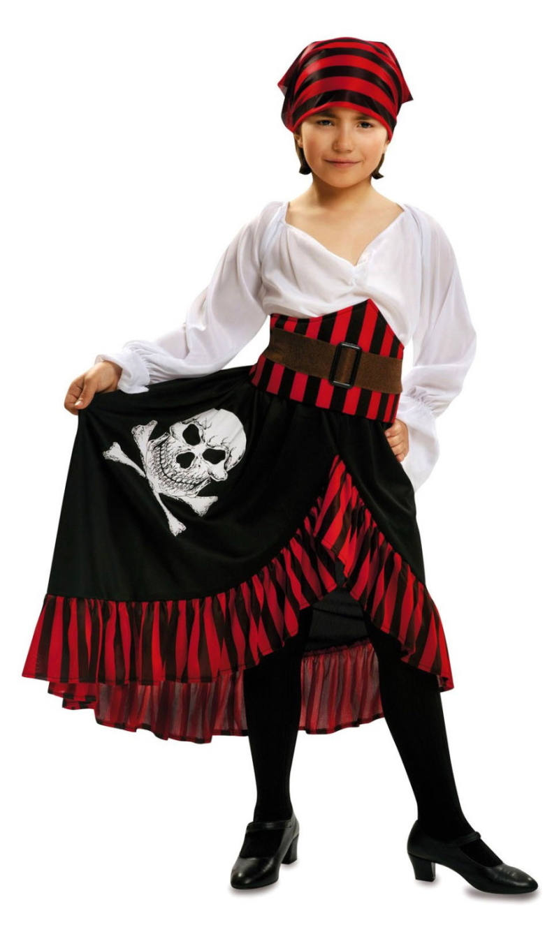 Striped Pirate Bandana Girl Costume - Age 12 to 24 Months