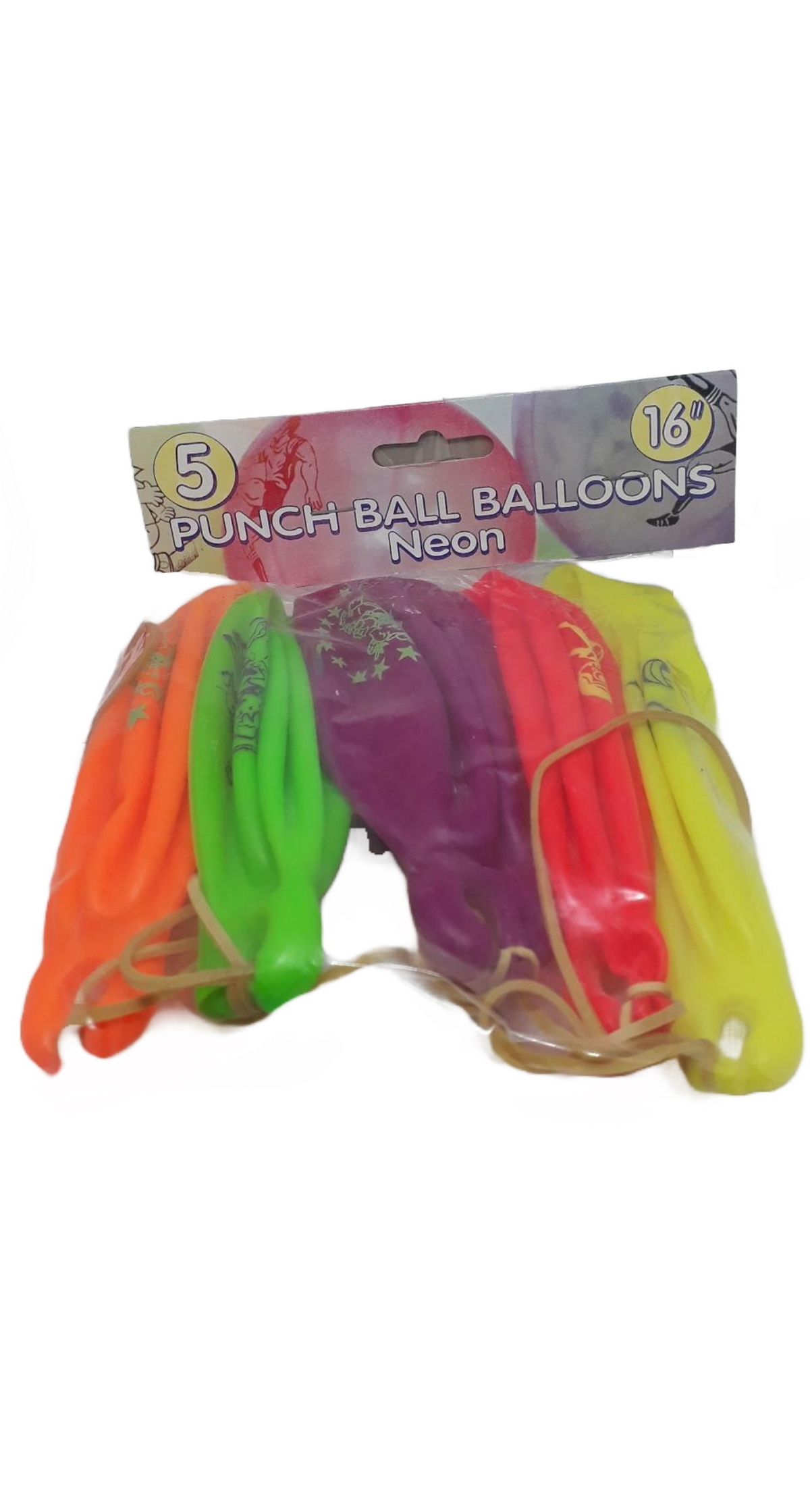 Punch Ball Neon Football Balloons 16" (Assorted Colors / Prints) - 5pk