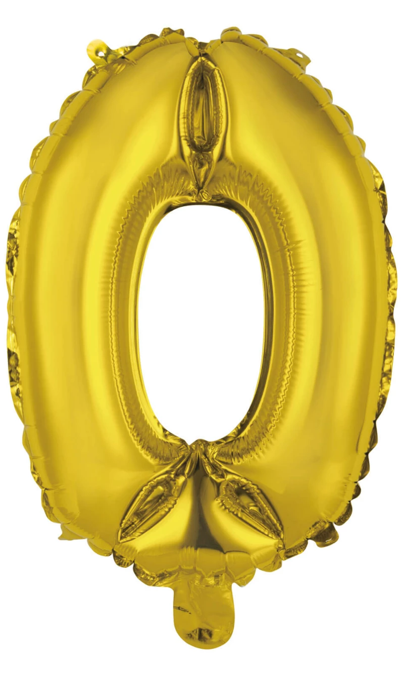 Mini Number 0 Gold Foil Balloon - 35cm