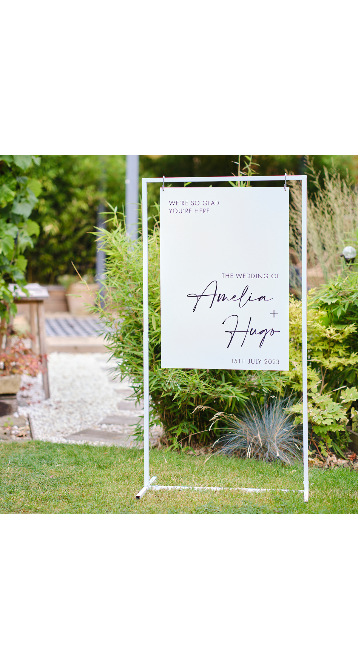 White Metal Frame Sign Stand - 1.45m (H) x 76cm (W)
