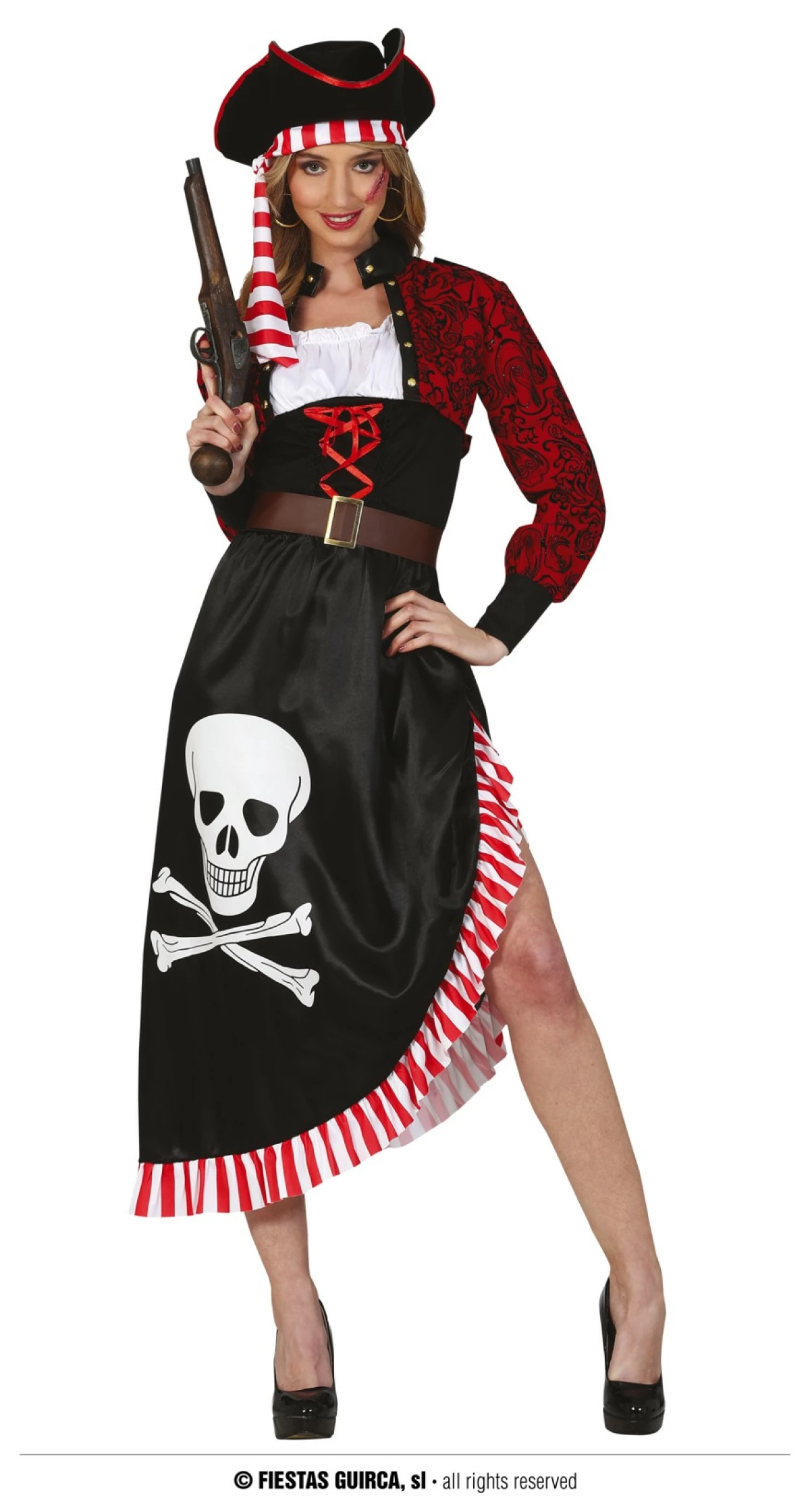 Skull Pirate Lady Costume - Adult Size Large (42-44)