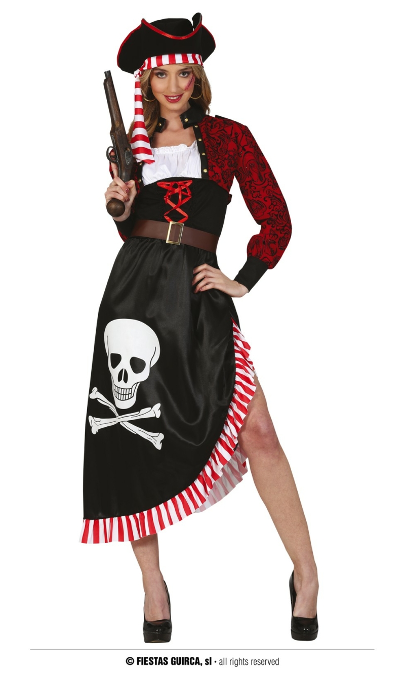Skull Pirate Lady Costume - Adult Size Large (42-44)