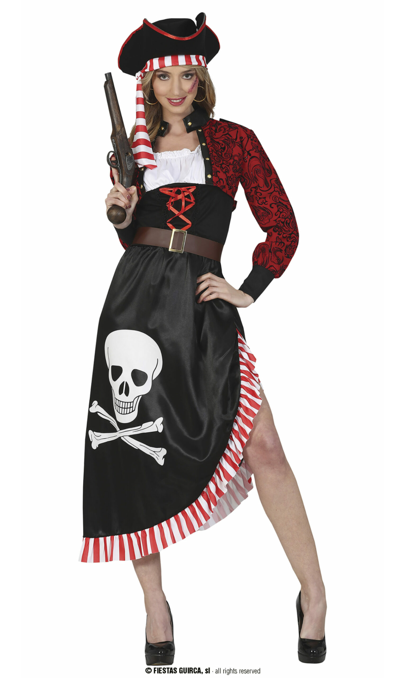 Skull Pirate Lady Costume - Adult Size Small (36-38)