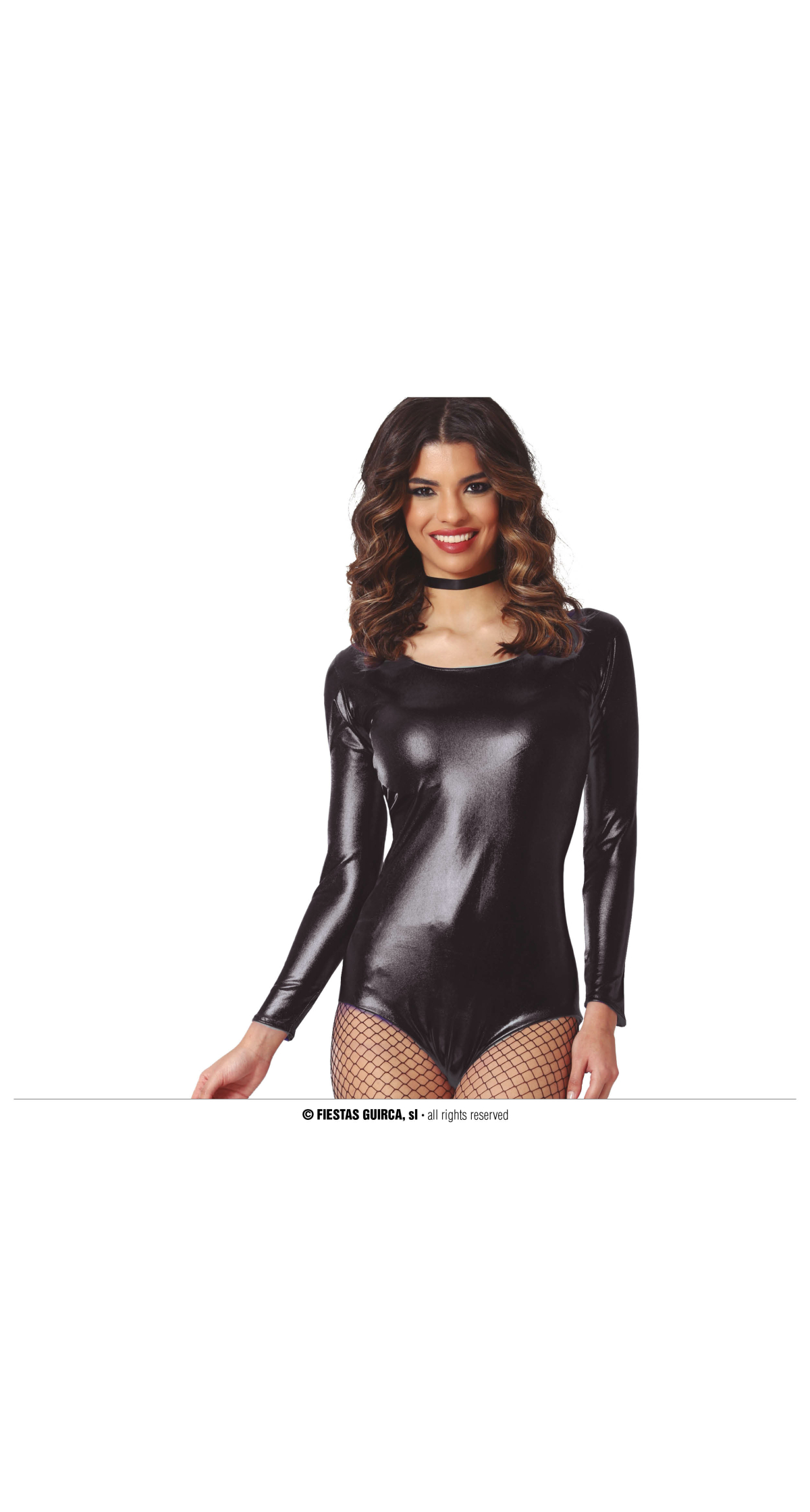 Leotard Long Sleeve Metal Black - Adult Size Medium (38-40)