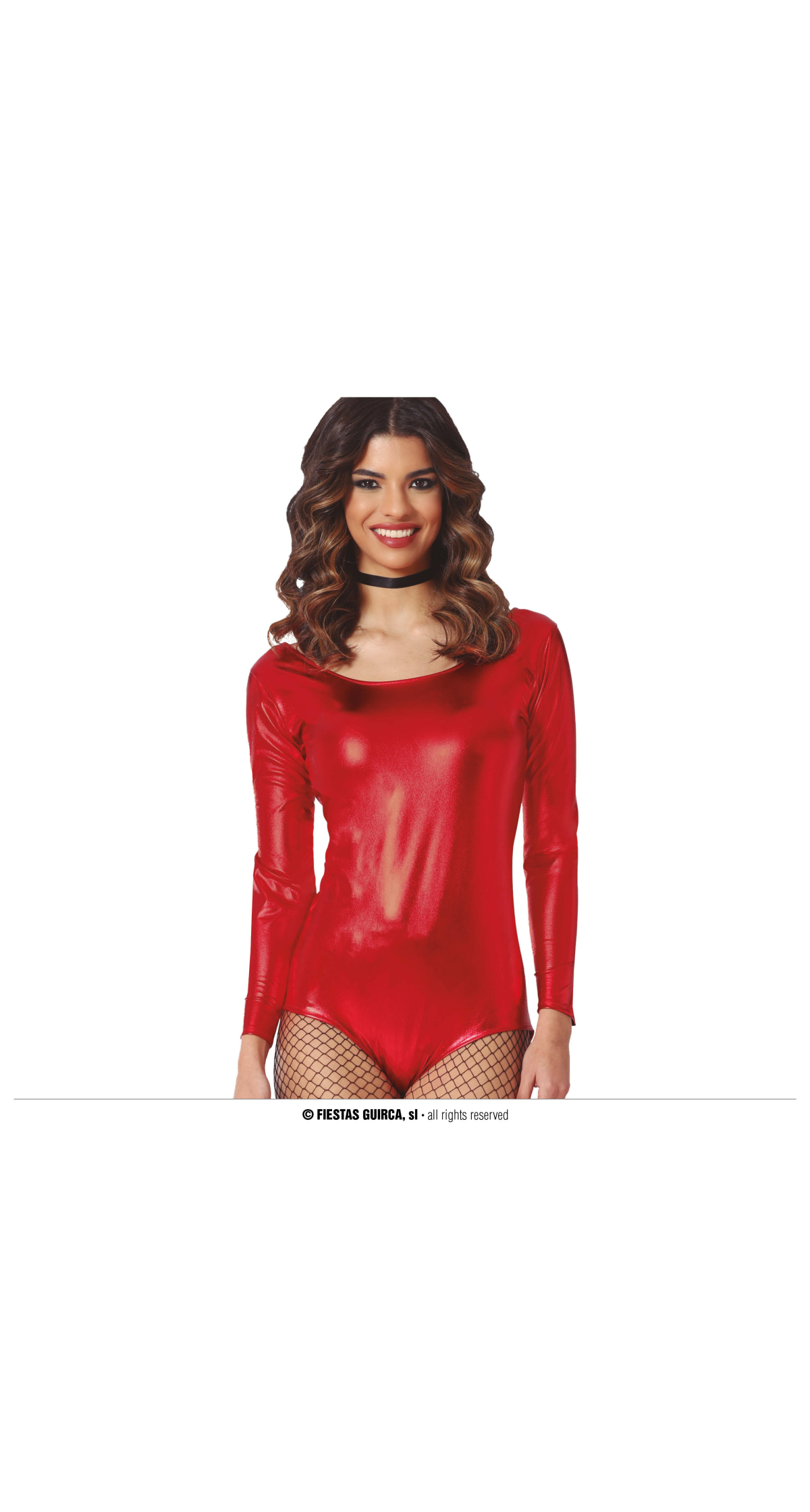Leotard Long Sleeve Metal Red - Adult Size Large (42-44)