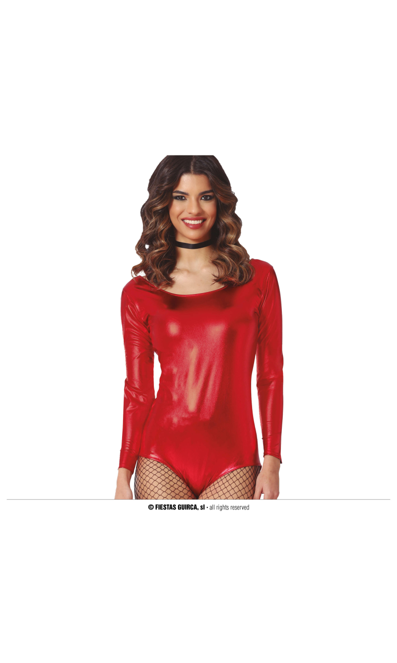 Leotard Long Sleeve Metal Red - Adult Size Large (42-44)