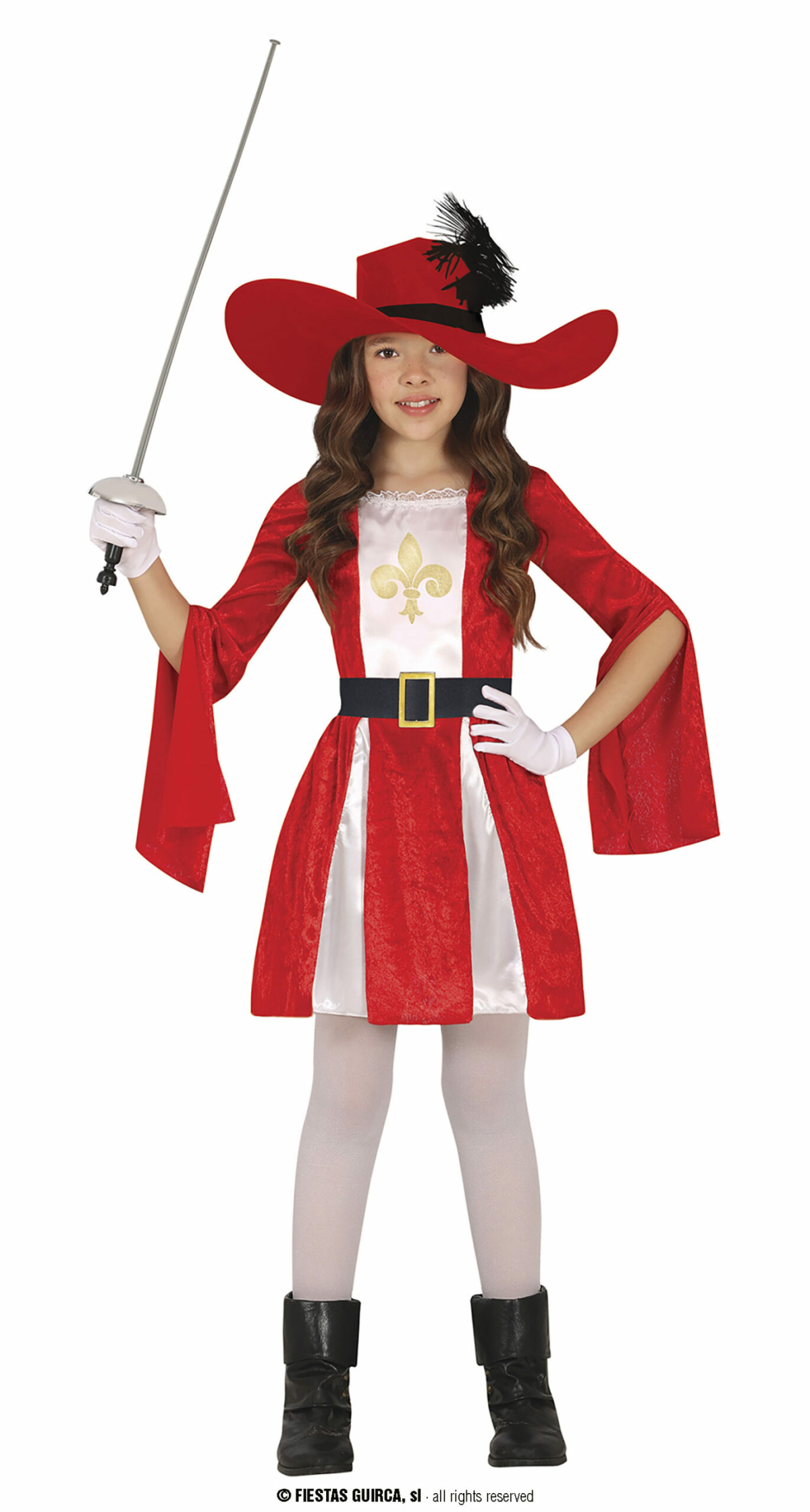 Red Musketeer Girl Costume - Age 7 to 9 Years