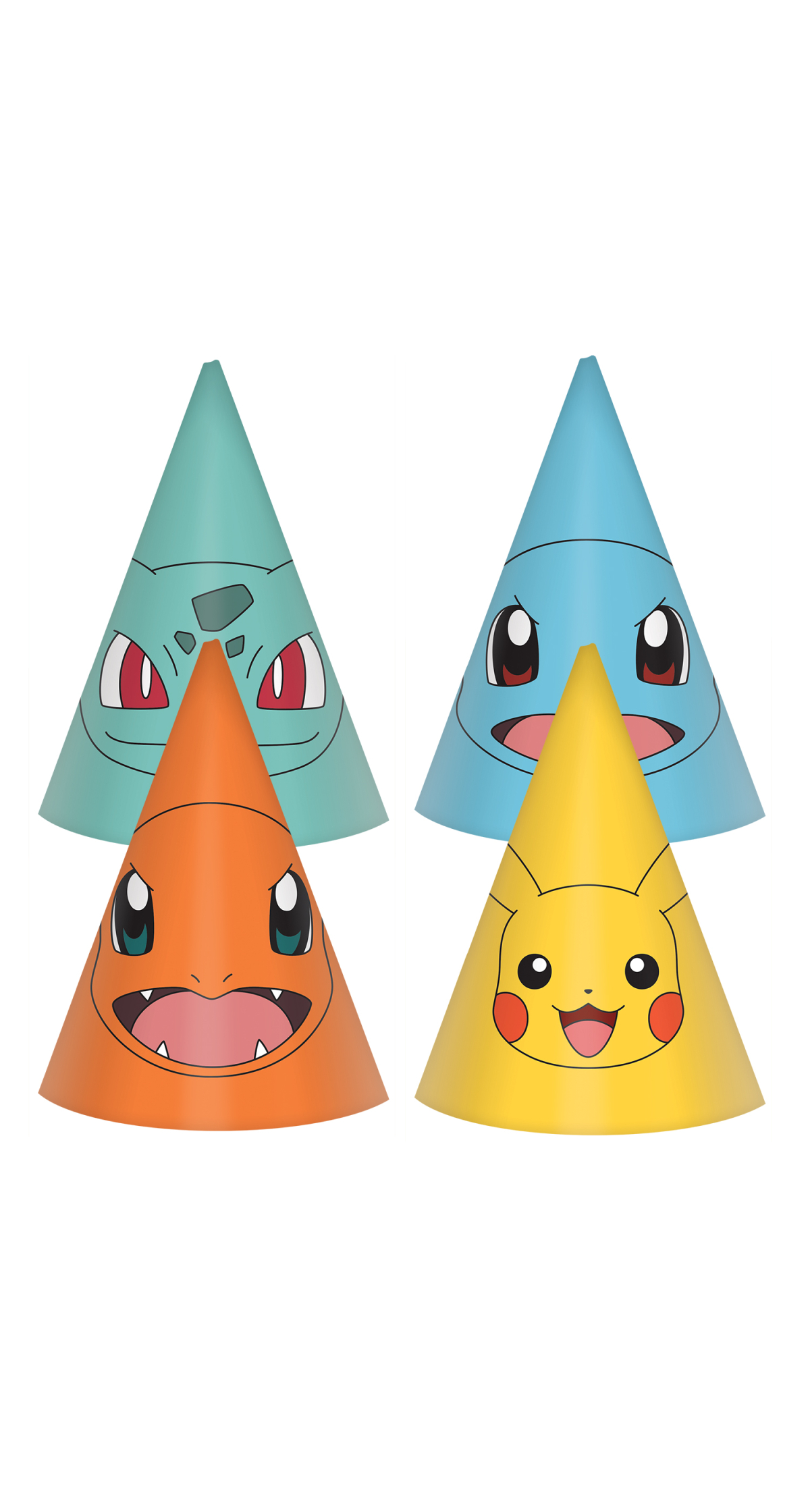 Pokemon Pikachu Cone Hats Height 16cm - 8pk