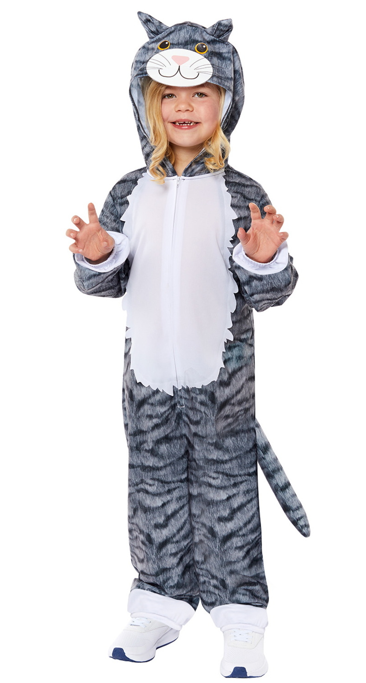 Tabby Cat Grey Jumpsuit Costume - Age 6 to 8 Years