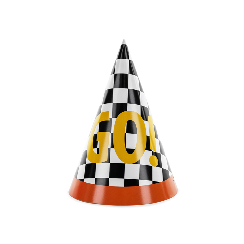 Racing Cars Party Hats Go!, 16cm, (1pkt / 6pc)