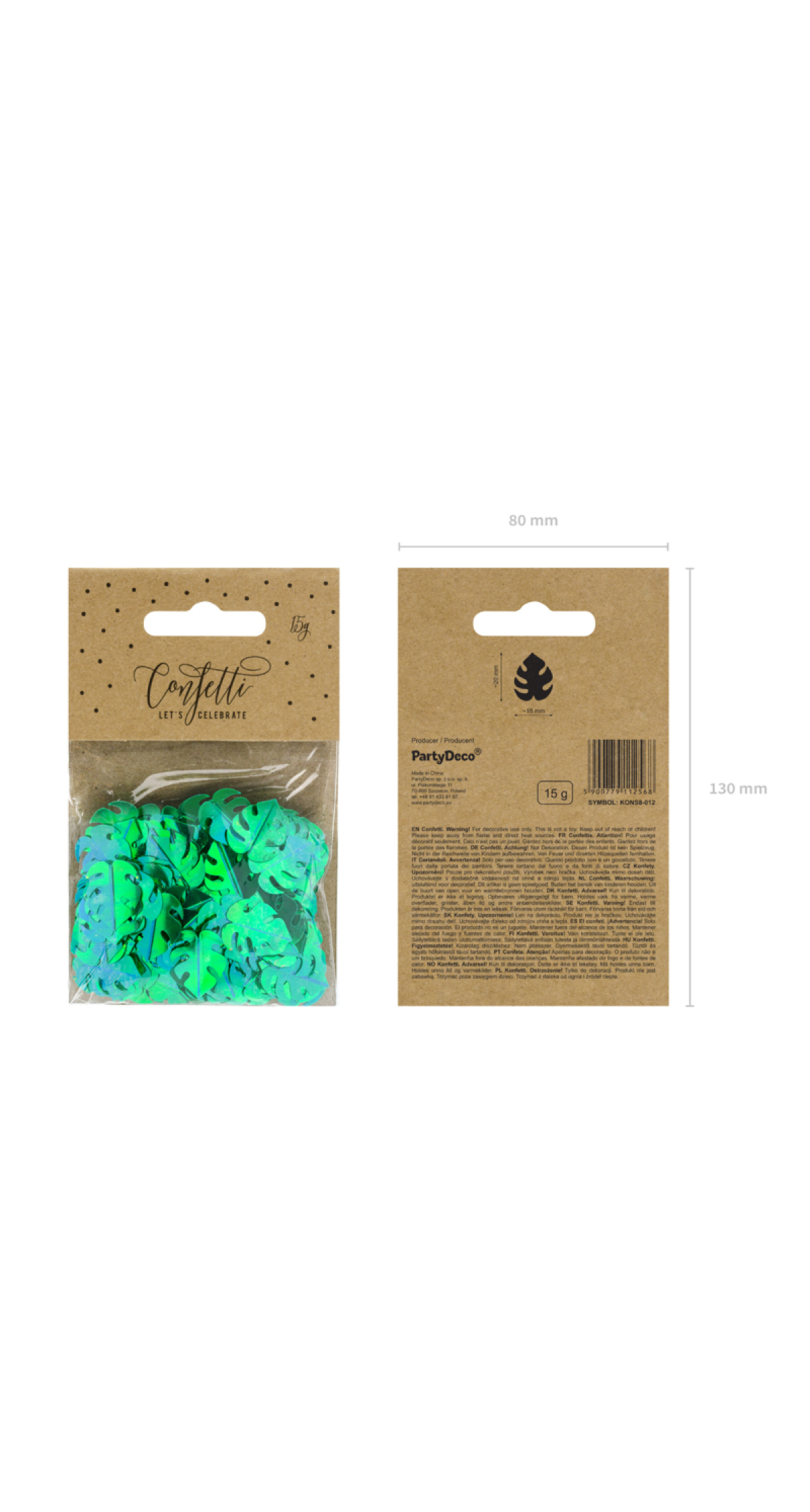 Metallic Confetti Leafs, Green, 15G