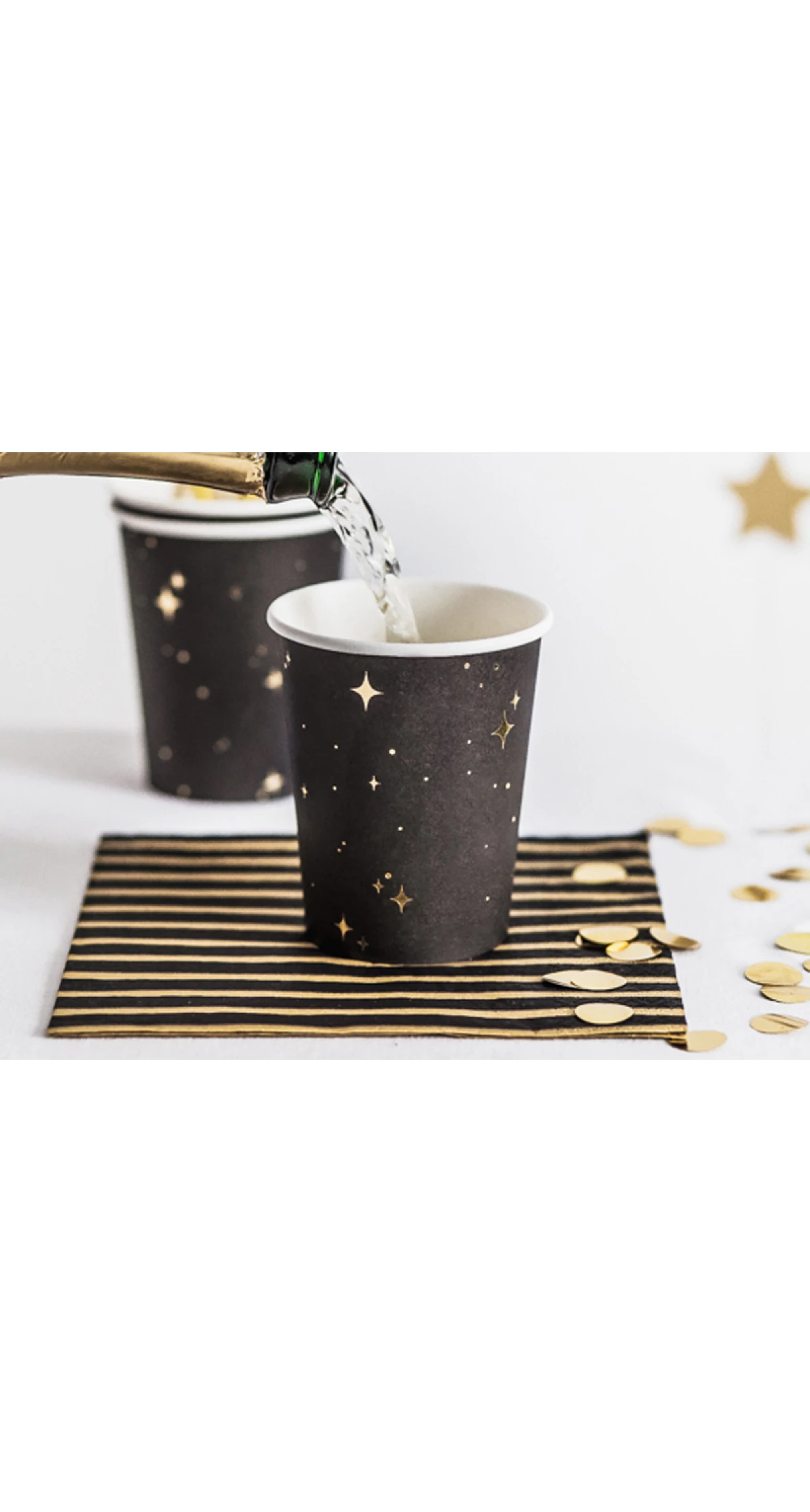 Black & Gold Cups, 260ml (1pkt / 6pc)