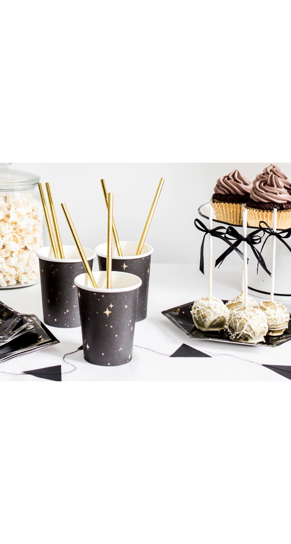 Black & Gold Cups, 260ml (1pkt / 6pc)