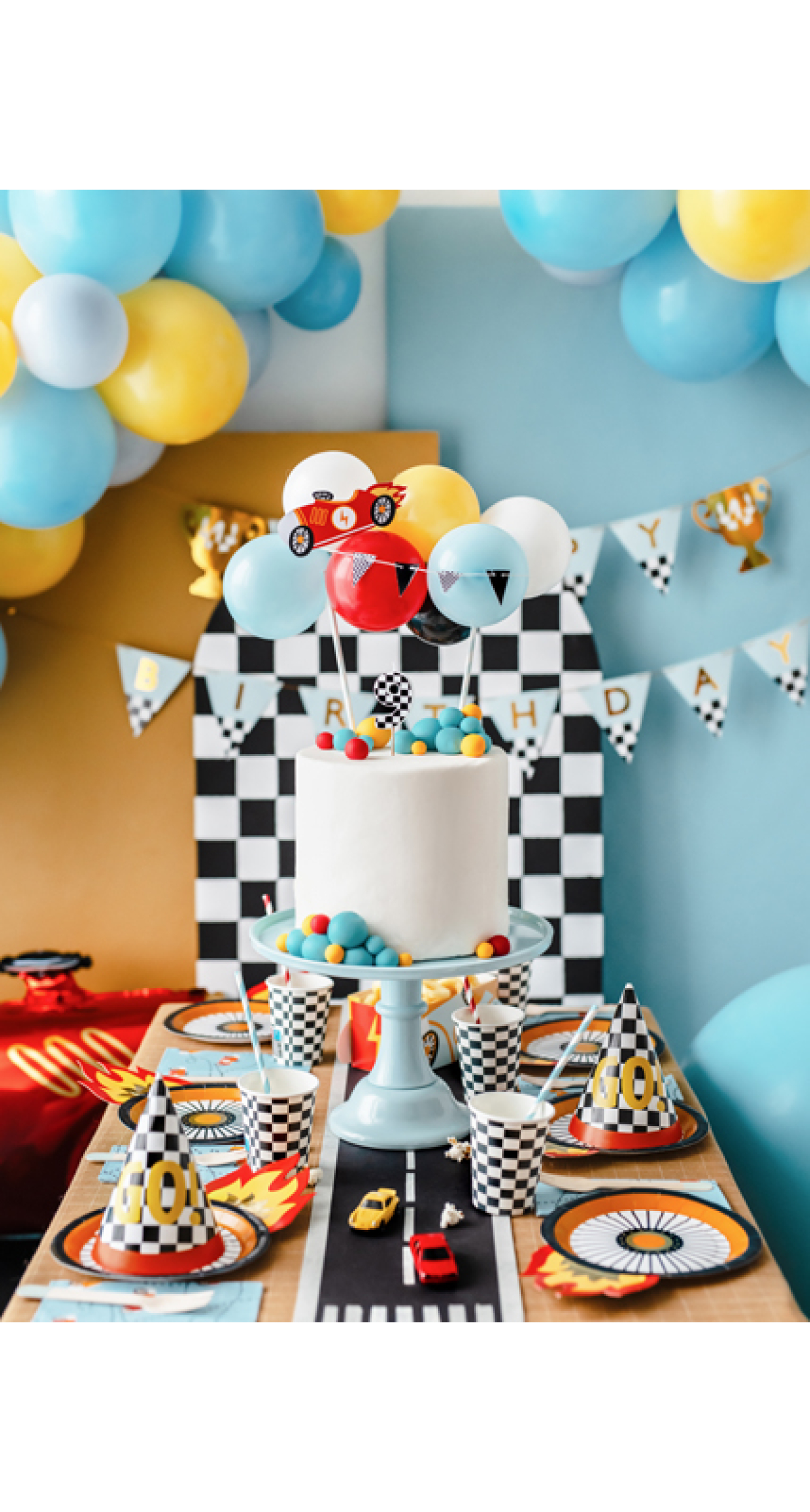 Racing Cars Cups Checkered Flag, 220ml (1pkt / 6pc)