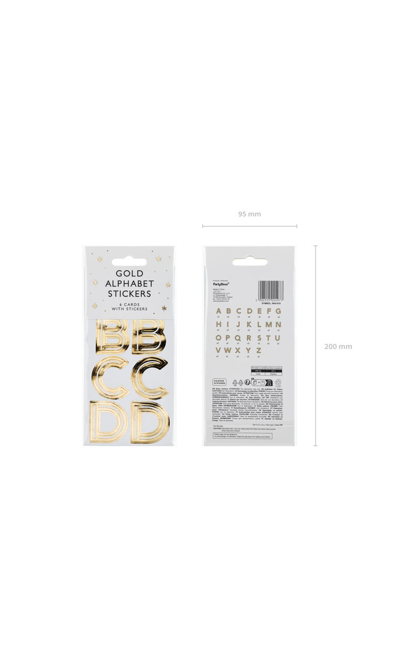 Gold Alphabet Stickers, 4cm (1pkt / 6pc)