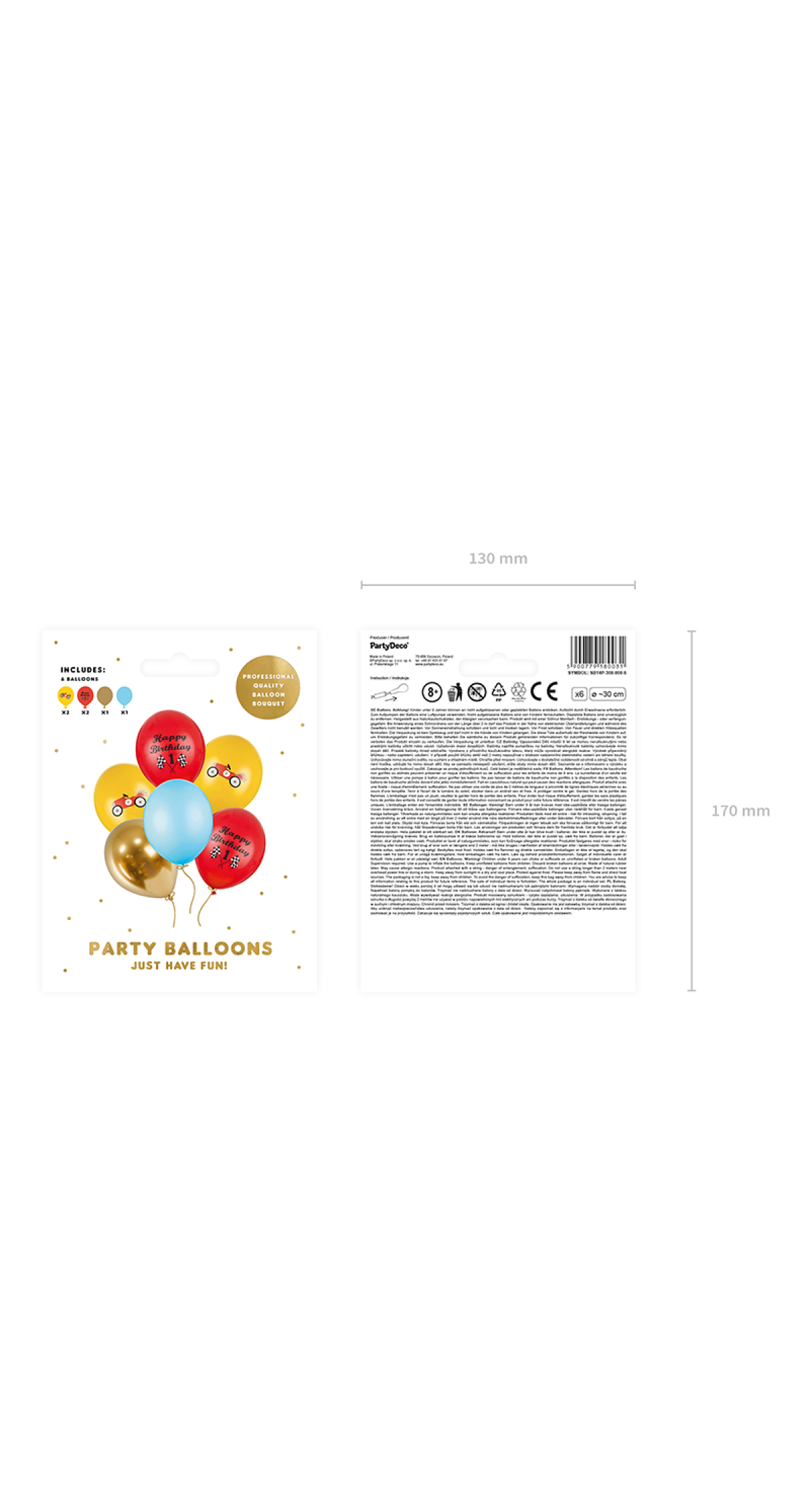 Balloons 30cm, Happy Birthday, Mix (1pkt / 6pc)