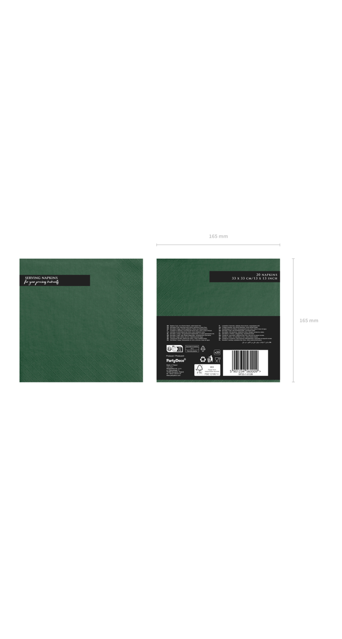 Napkins, 3 Layers, Bottle Green, 33x33cm (1pkt / 20pc)