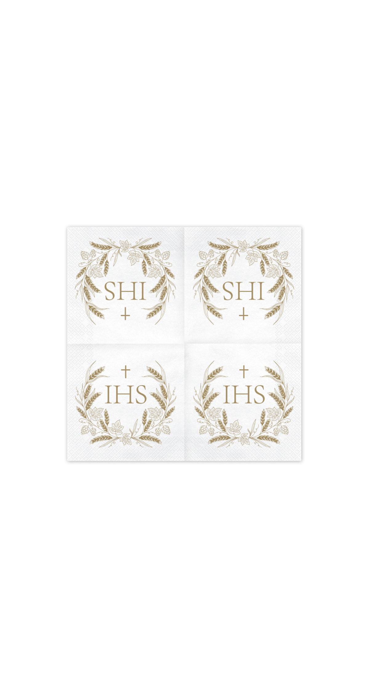 Holy Communion Napkins IHS, 33x33cm, Gold (1pkt / 12pc)